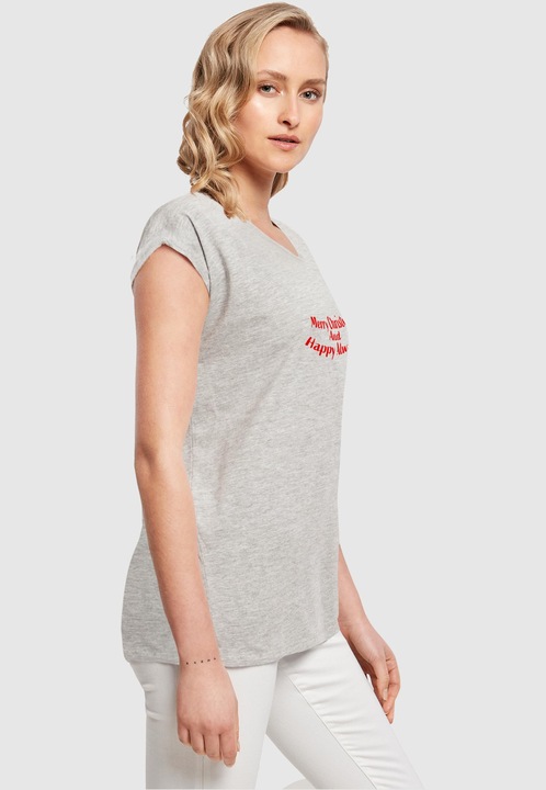 Produktbild Merchcode Ladies Merry Christmas And Happy Always Extended Shoulder Tee - 116937 (S)