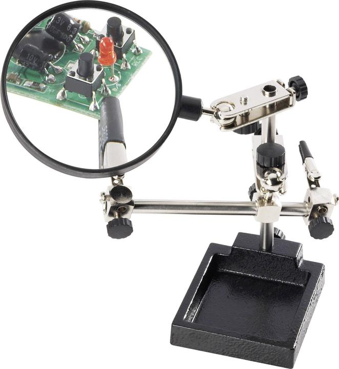 Actual product image Toolcraft Soldering and assembly aid with glass magnifier ZD-10H (Third hand)