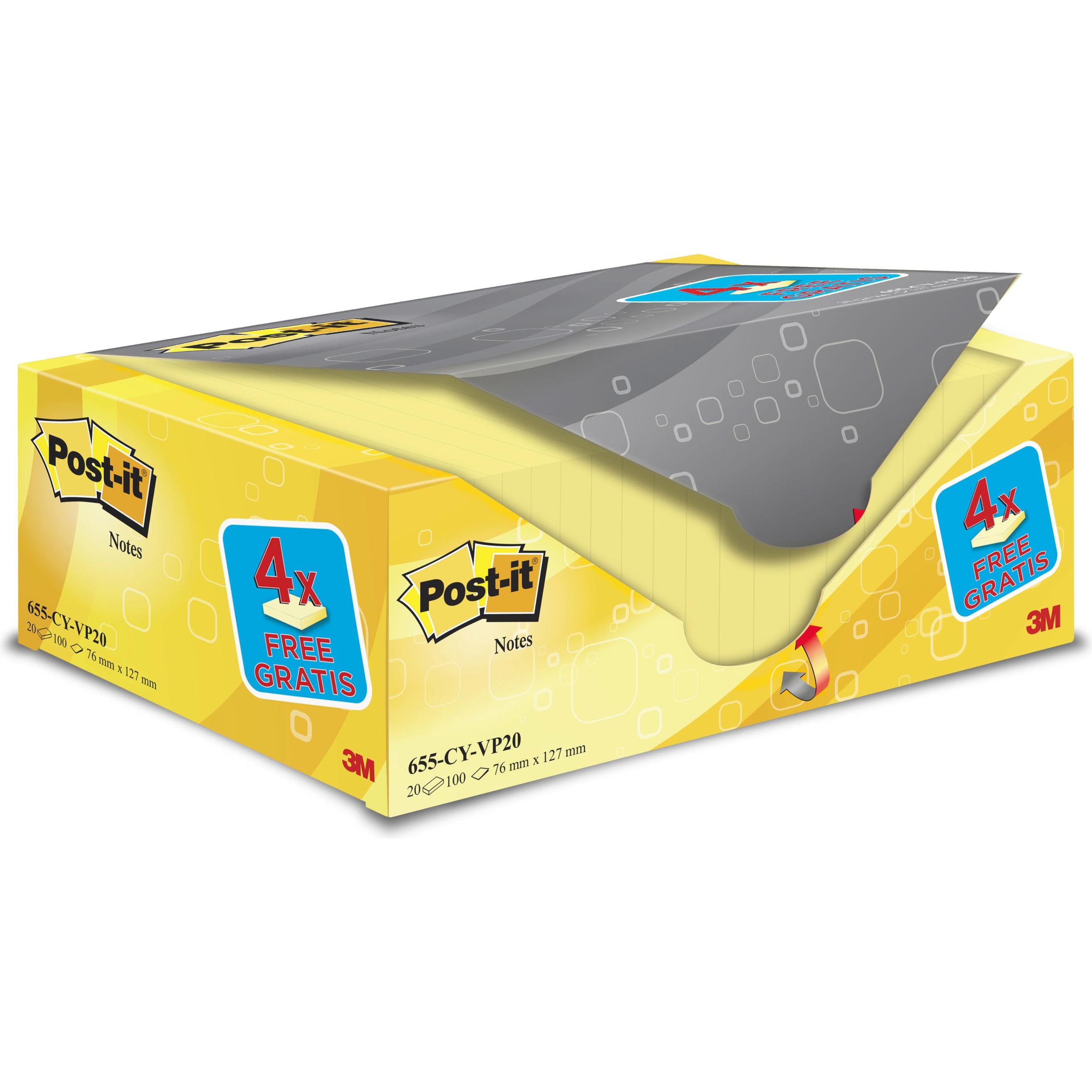 Post-it, Haftnotiz, Haftnotzien 16 + 4 (76 x 127 mm)