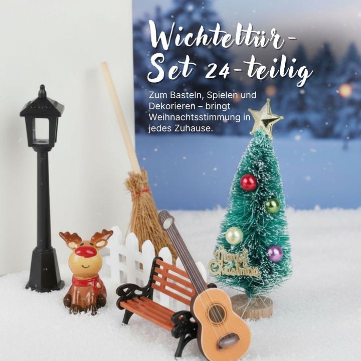 Actual product image Hermex 24-tlg. Wichteltür-Set Miniaturwelt Weihnachtsdeko Elfentür-Zubehör