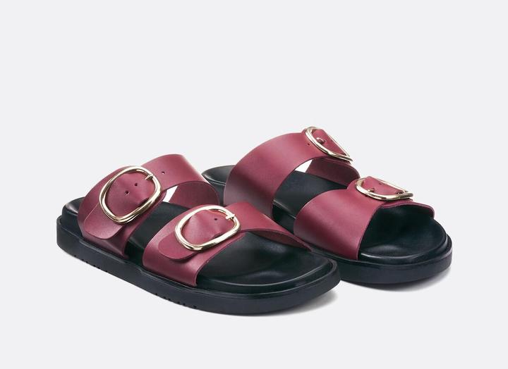 Produktbild La Redoute Collections Signature-Lederpantoletten mit zwei Schnallen (36)