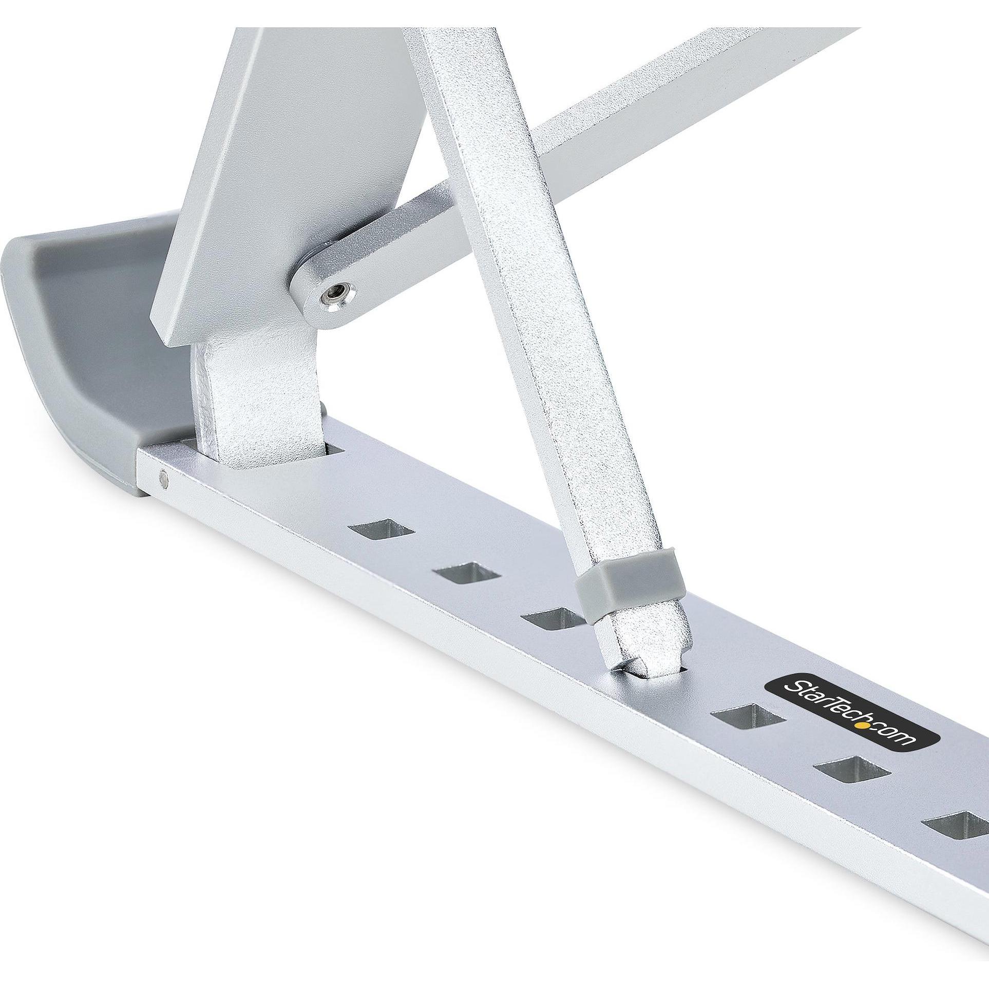 StarTech COM Faltbarer Laptop Ständer Tragbarer Ergonomischer Laptopständer Tragkraft 10 kg Aluminiu, Notebook Ständer, Silber