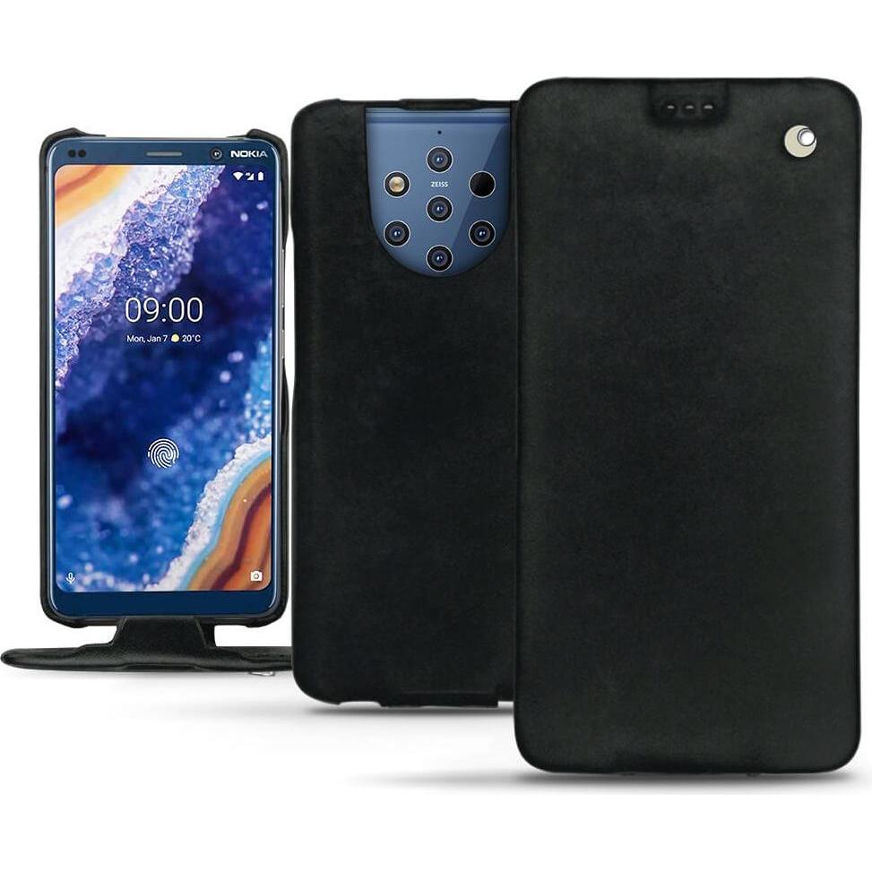 Noreve Lederschutzhülle vertikal (Nokia 9 PureView), Smartphone Hülle, Schwarz