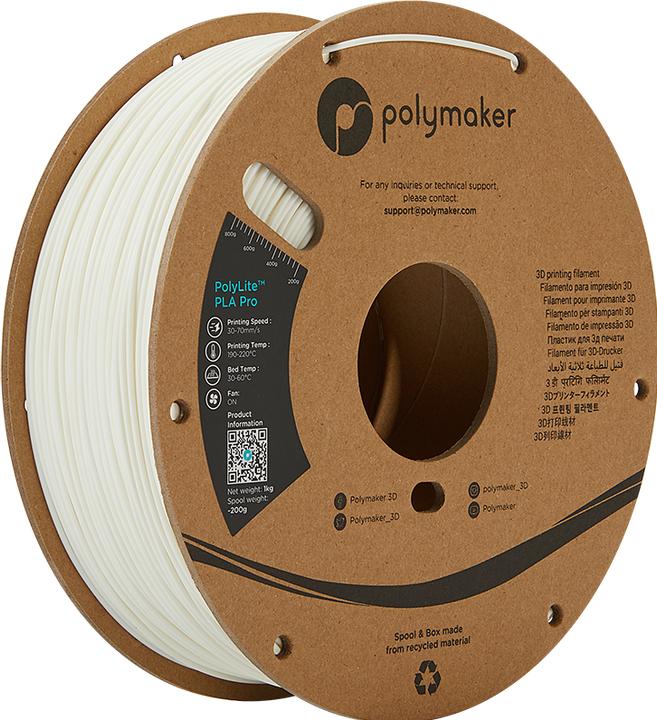 Actual product image Polymaker PolyLite PLA PRO White 1.75mm 1kg (PLA-R, 1.75 mm, 1000 g, White)