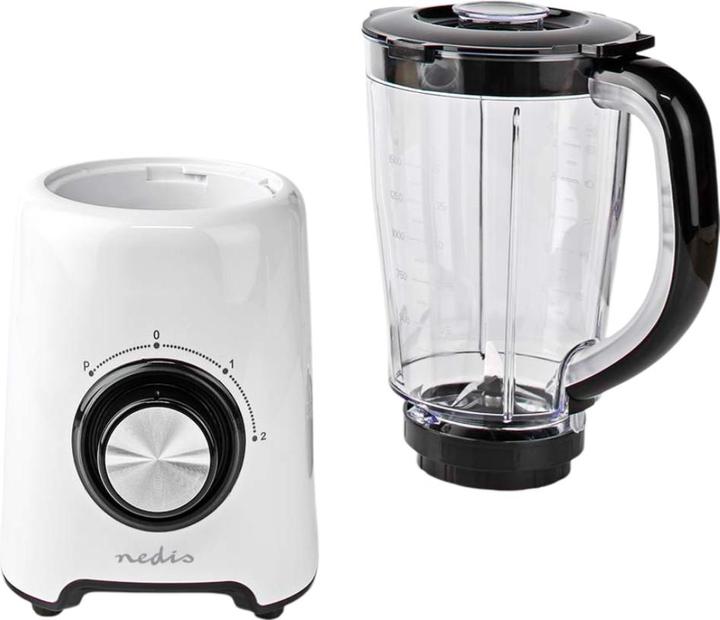 Produktbild Nedis Standmixer / 800 W / 1.5 l / Plastik / 2 Geschindigkeitsstufen / Schwarz / Weiss (800 W)