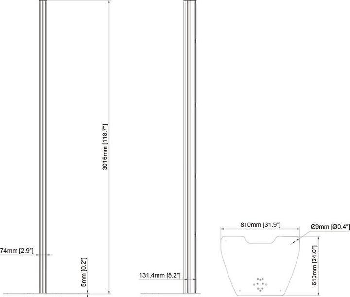 Actual product image Multibrackets Base plate with column, for Pro series, aluminium, black