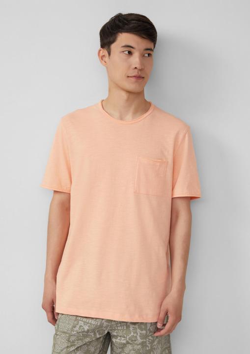 Produktbild S.Oliver T-Shirt Flammgarn-T-Shirt mit Brusttasche und offenen Kanten (XL)