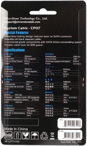 Productafbeelding Silverstone SATA III kabel 50cm - gesleeved