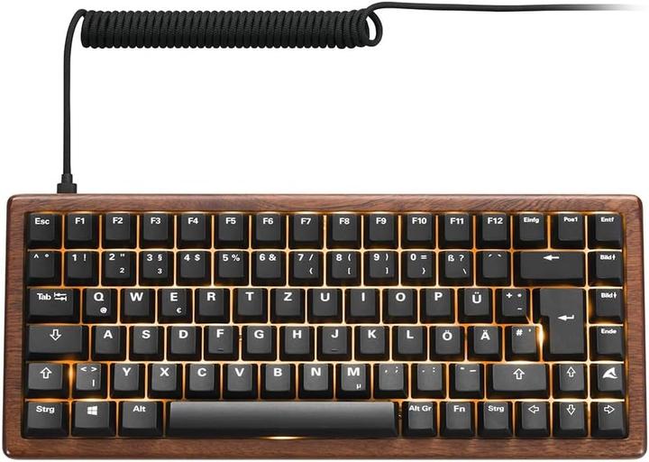 Actual product image Sharkoon SKILLER SGK50 S3 Wood PBT (holz/schwarz, US-Layout, Gateron G Pro 3.0 Yellow) (US, Cable)