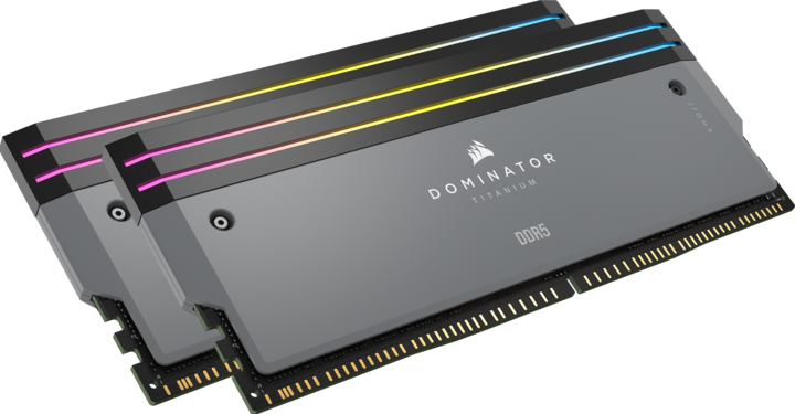 Image du produit Corsair DOMINATOR Titanium Light Enhancement Kit, 2-up config, Functional LEDs, Grey Heatsink, no DRAM ICs (RGB)