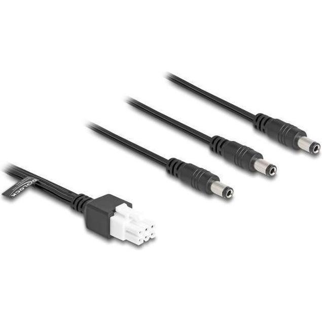 Delock 90168 - Cavo Mini-Fit 4,2 mm 6 pin a 3 x DC 5,5 x 2,5 mm 1 m (1 m), Cavo di alimentazione