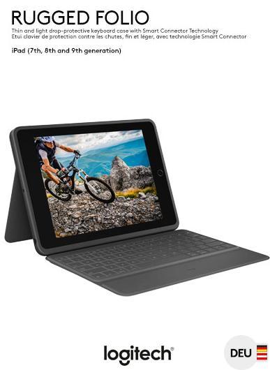 Actual product image Logitech rugged folio (DE, iPad 2019 (7th gene), iPad 2020 (8. Gen), iPad 2021 (9th Gen))