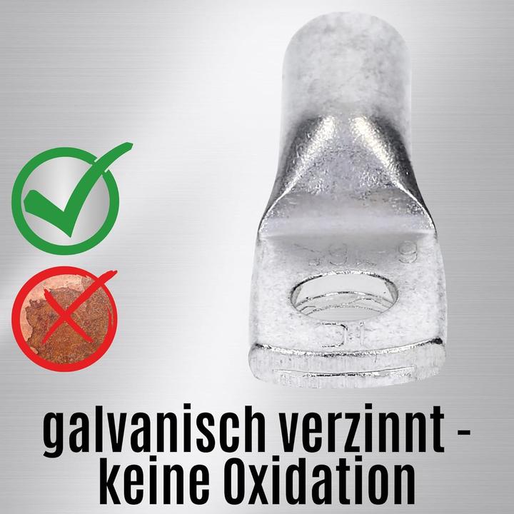 Produktbild Kalitec 10 Stück HR16-6 Handelsübliche Rohrkabelschuhe 16mm² M6 I ohne Sichtloch I Made in Germany
