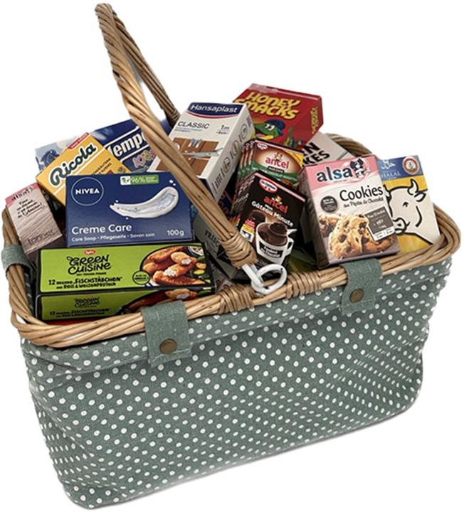 Productafbeelding Tanner Boodschappenmandje, mint met stippen, gevuld