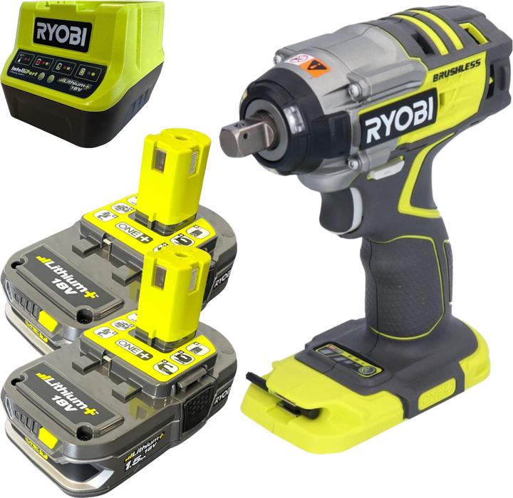 Ryobi R18IW7-215 ONE+ Clé à choc sans fil 18 V 270 Nm 1/2" Brushless + 2x batterie 1,5 Ah + chargeur (Fonctionnement sur piles)