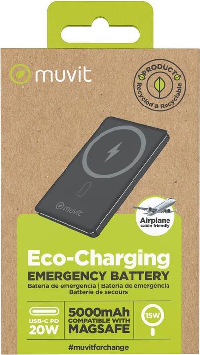 Immagine prodotto Muvit Powerbank for Change Schwarz Aluminium 5000 mAh (5000 mAh, 15 W)