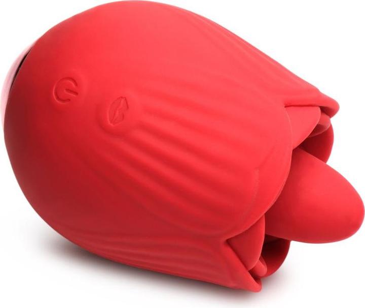 Actual product image Frisky BLOOMGASM - French Rose Licking & Vibrating Stimulator - Red