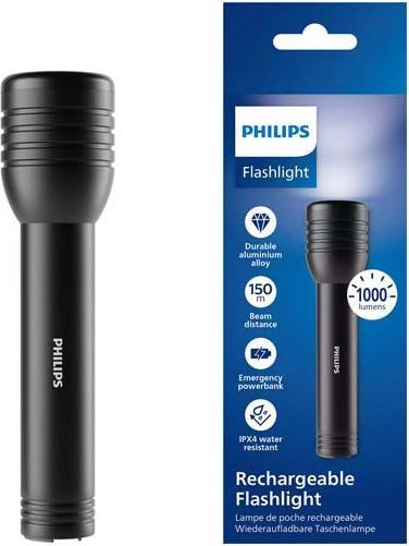 Actual product image Philips Aluminium Rechargeable Flashlight Flashlight 1000 LM (1000 lm)
