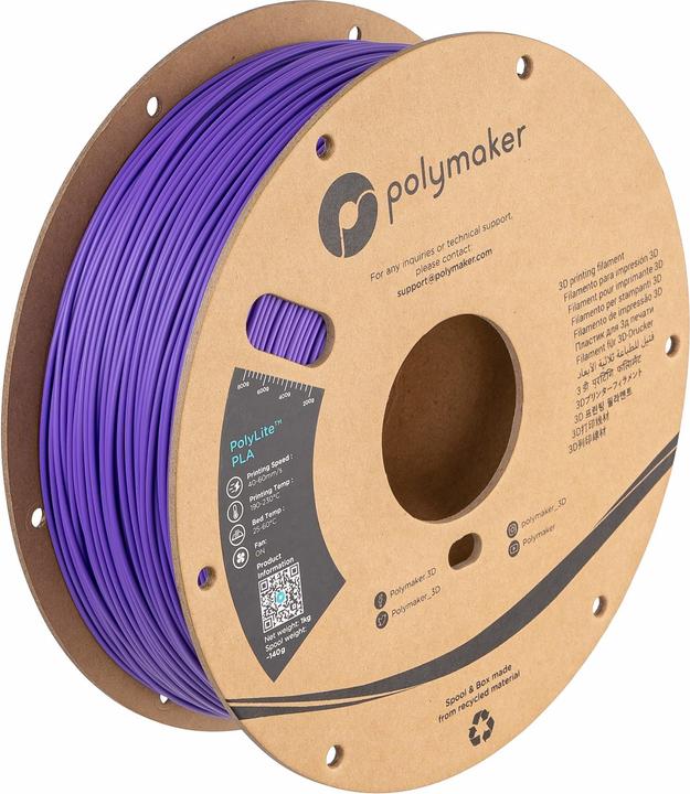 Image du produit Polymaker PolyLite PLA V2 - Pourpre - 1.75mm (PLA, 1.75 mm, 1000 g)