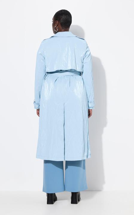 Image du produit Ulla Popken Trench-coat coupe évasée, col chemise et ceinture nouée, reflets métalliques (50, 52)