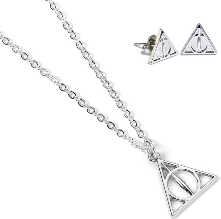 Harry Potter Deathly Hallows necklace and earrings set (Zinc Alloy - 93% zinc + 3% copper + 4% aluminium)