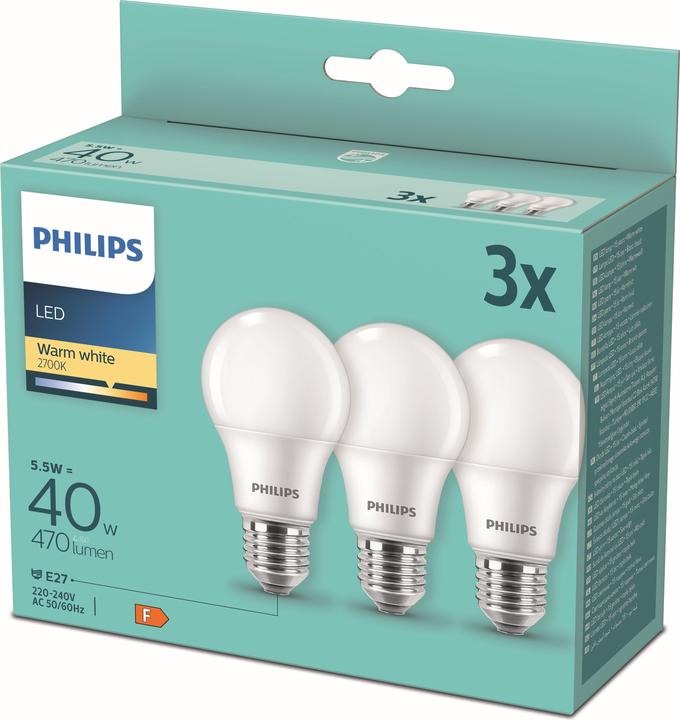 Produktbild Philips LED Lampe (E27, 5.50 W, 470 lm, 3 x, F)
