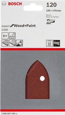 Produktbild Bosch Professional Zubehör Schleifblatt C430, 100 x 170 mm, 2 x 80, 2 x 120, 2 x 180, 4 Löcher, 6er-Pack (120, 180, 80)