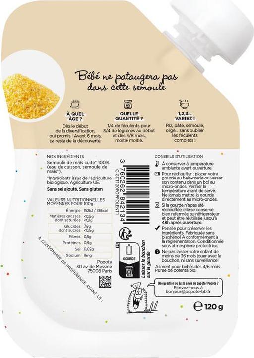 Image du produit Popote Gourde Polenta BIO (120 g)