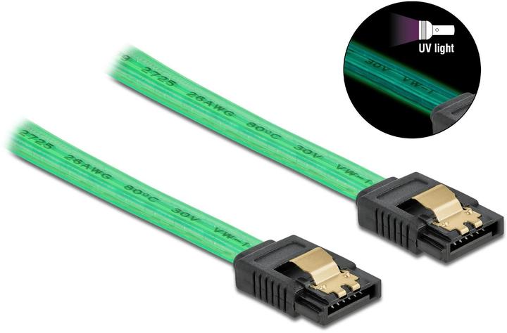 Image du produit Delock Câble SATA effet lumineux UV vert 0.5 m