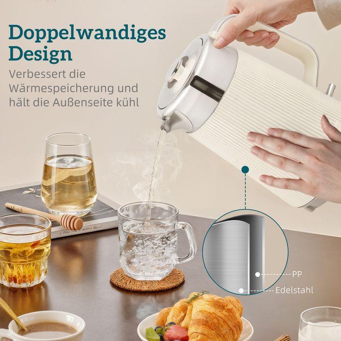 Produktbild Swisshandel24 Wasserkocher, Schnellkochfunktion, 2200W, 1,7L, 4-Scheiben-Toaster, Cremeweiss (1.70 l)