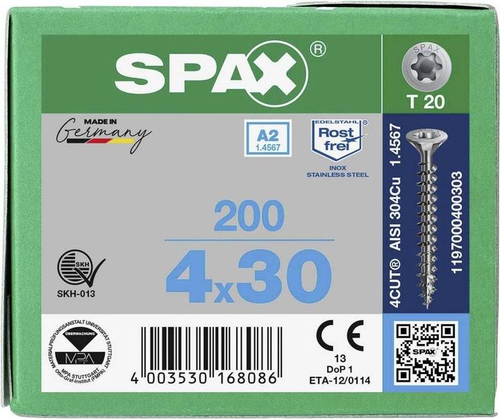 Actual product image Spax A2 Countersunk Multi-Head T-Star Plus T20 Fully Threaded (200 Screws per piece)
