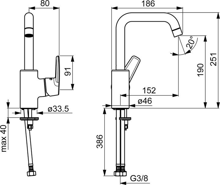 Actual product image Hansa HANSAPOLO single lever basin mixer, without pop-up waste, 152mm projection, 51531193