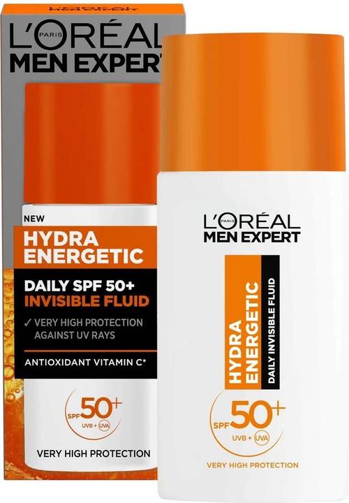 Actual product image L'Oréal Paris L'Oreal Paris Hydrating Fluid Spf 50+ Men Expert Hydra Energetic Invisible Anti-Uv Fluid - 50 Ml (Sun cream face, SPF 50, 50 ml)