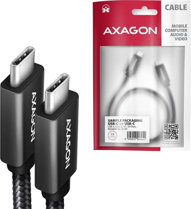 Produktbild Axagon USB C – USB C (2 m, USB 3.2 Gen 2x2, 100 W)
