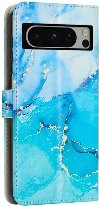 Produktbild Cover-Discount Google Pixel 8 Pro - Leder Etui Hülle Marble blau (Google Pixel 8 Pro)