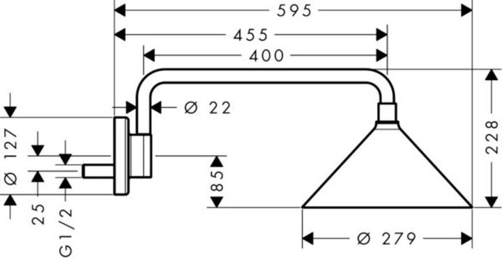 Actual product image hansgrohe Overhead shower AXOR 240 2jet DN 15 m shower designed by Front chrome
