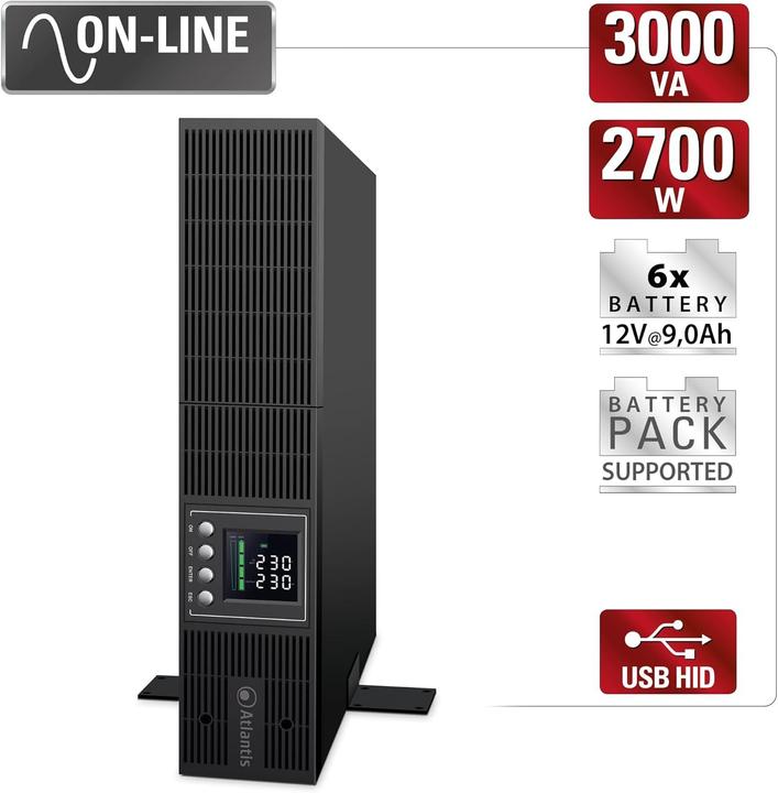 Actual product image Land SERVER RACK 3002 PRO Double conversion (online) 3 kVA 2700 W 8 socket(s) AC (3000 VA, 2700 W, Online double converter UPS)