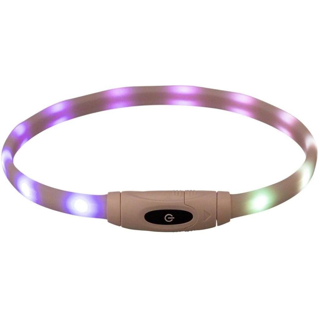 Trixie Lichtgevende Halsband Hond Usb Siliconen Oplaadbaar Meerkleurig - 65X1,6 Cm (Hund, Allgemein), Halsband + Leine