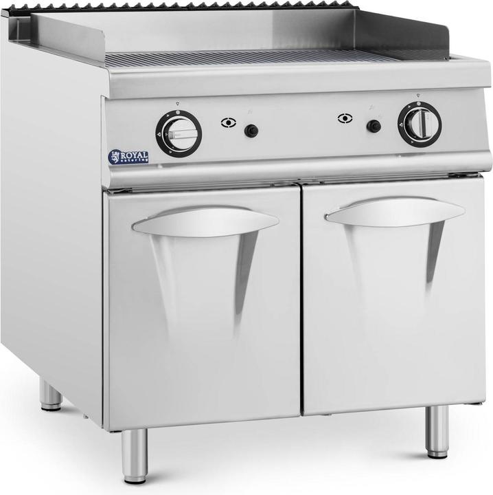 Royal Catering Gas-Grillplatte Unterschrank 12 kW geriffelt Propan/LPG/Erdgas 50 - 300 °C (12 kW)