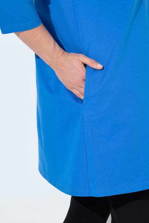 Image du produit Ulla Popken T-shirt long, col carré et manches 3/4. Silhouette en A. (62)