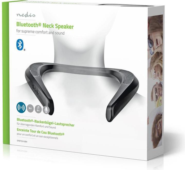 Produktbild Nedis Bluetooth Nackenbügel Lautsprecher - schwarz (6 h, Akkubetrieb)