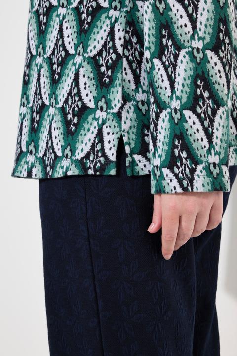 Immagine prodotto Ulla Popken Felpa con lavorazione jacquard, collo alto, maniche lunghe e cotone biologico (46, 48)