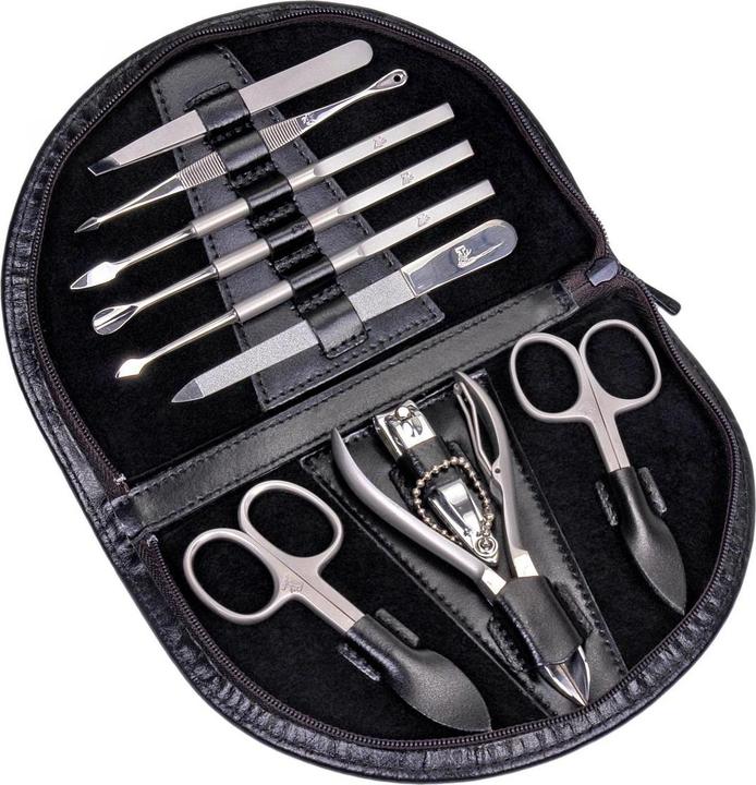 Immagine prodotto Sacher TR850R.0104 - Astuccio per manicure da 10 pezzi Set per manicure in pelle nera