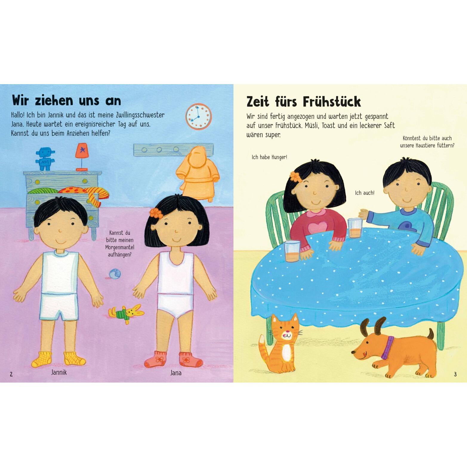 Thumbnail - Mein erstes Anzieh-Stickerbuch: Durch den Tag, Kinderbücher von Felicity Brooks, Kay Widdowson