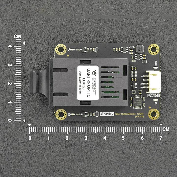 Actual product image DFRobot Gravity UART fibre optic transceiver module
