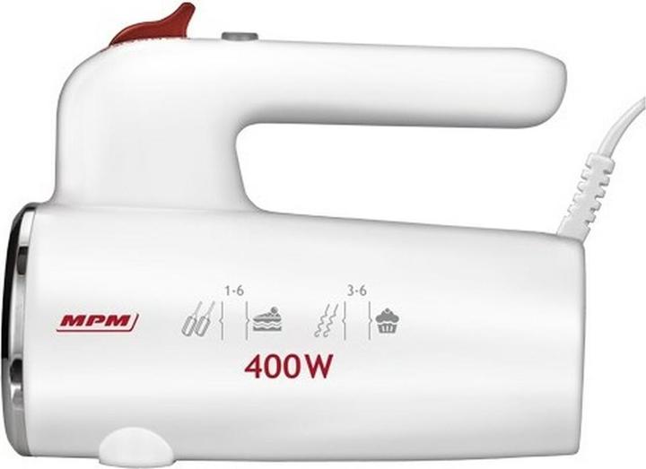 Actual product image MPM MMR-18 Hand mixer, hand blender, 6 speeds + turbo, stainless steel dough hook and whisk (400 W)