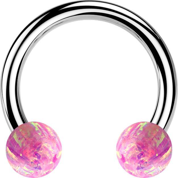 Immagine prodotto Star Piercing Campanile circolare in argento con due sfere opale rosa (senza ottone, Acciaio chirurgico 316L)