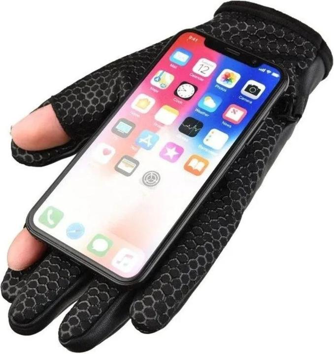 Produktbild Hurtel Isolierte, rutschfeste Telefonhandschuhe für Herren – Schwarz (One Size)