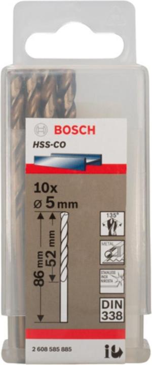 Actual product image Bosch Professional Zubehör PRO Stainless Steel HSS-Co twist drill, 5 x 52 x 86 mm (5 mm)