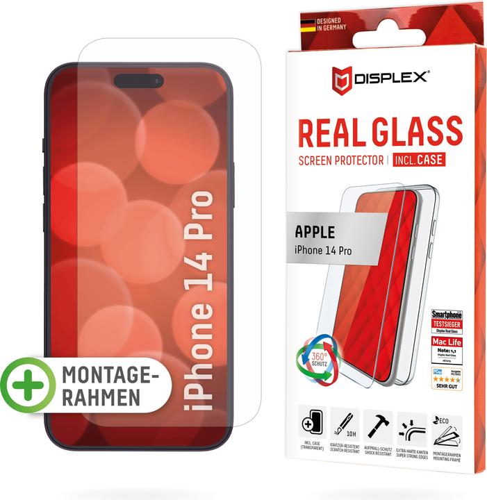 Produktbild Displex Real Glass, 2D Panzerglas + Handyhülle (1 Stück, Apple iPhone 14 Pro)